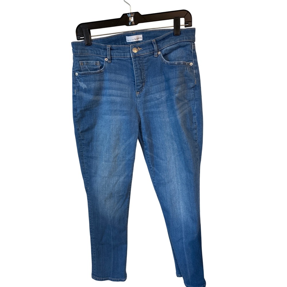 LOFT The Girlfriend Jeans Women 8 Medium Blue Relaxed Straight Leg